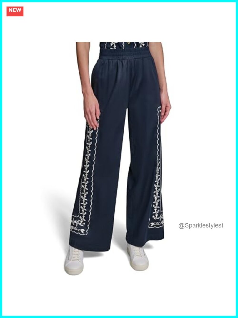 Karl Lagerfeld Floral Embroidery Pant Women's Casual Luxury Travel Wardrobe